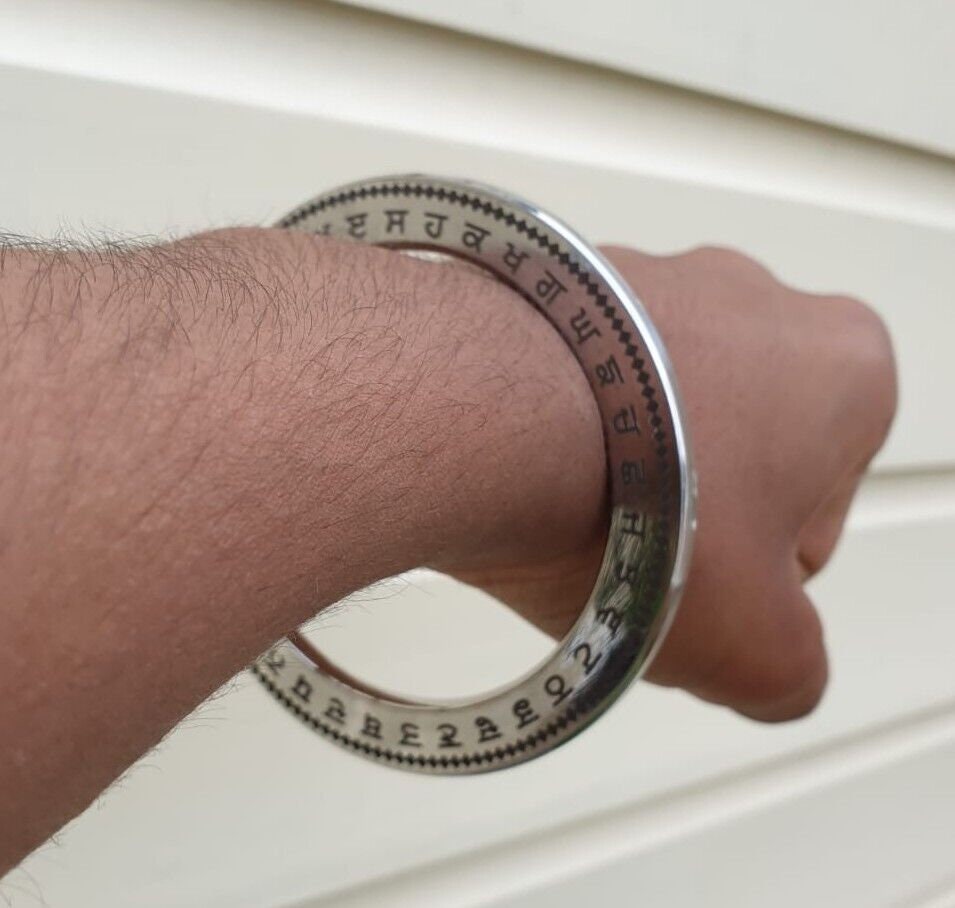 Stainless Steel Kara Floral Gurmukhi Karha Punjabi Kada Sikh Singh Bangle New N9R