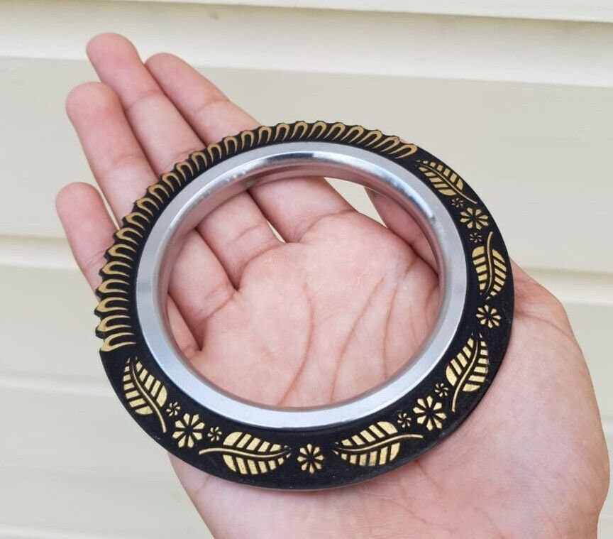 Sarbloh Tooth Kara Floral design Chakri Karha Punjabi Kada Sikh Singh Bangle N10R