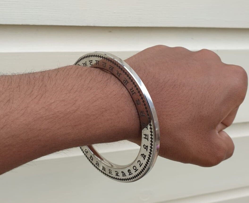 Stainless Steel Kara Floral Gurmukhi Karha Punjabi Kada Sikh Singh Bangle New N9R