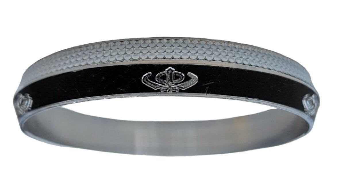 Khanda Kara Black Silver Plated One Edge Kada Sikh Singh Kaur Khalsa Bangle K31