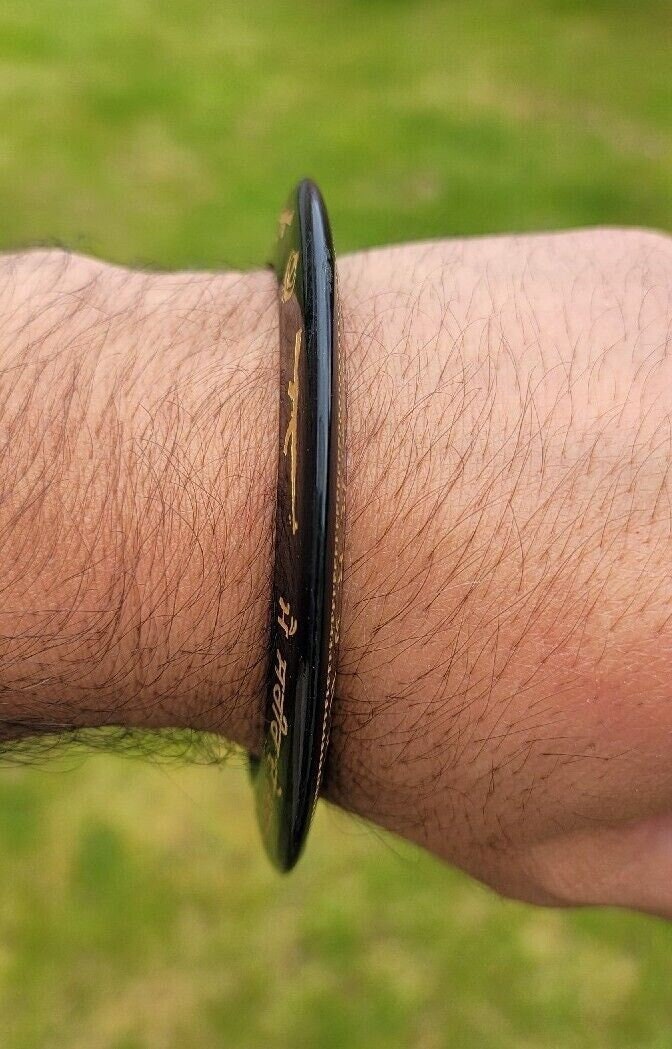 Sant Bhindranwale Kara Gurmukhi Black Gold Sarbloh Kada Sikh Singh Bangle EE12G