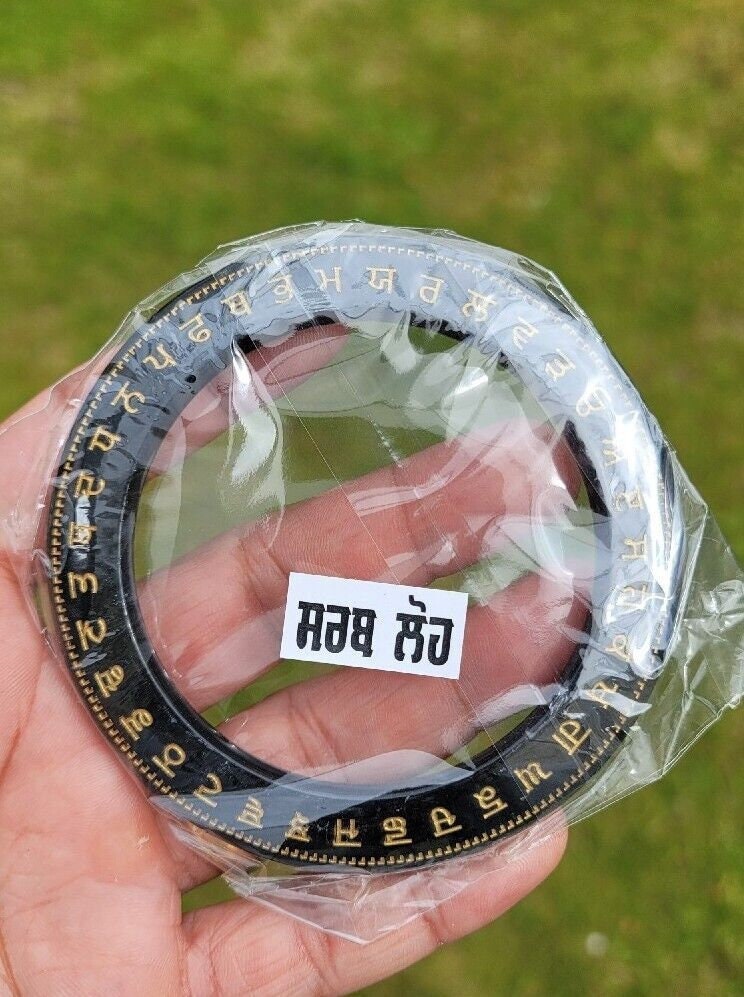 Sant Bhindranwale Kara Gurmukhi Black Gold Sarbloh Kada Sikh Singh Bangle EE12G