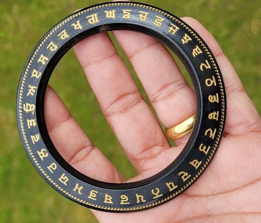 Sant Bhindranwale Kara Gurmukhi Black Gold Sarbloh Kada Sikh Singh Bangle EE12G