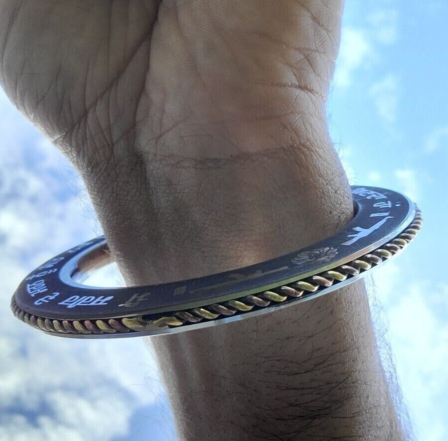 Stainless Steel Kara Sant Bhindranwale words Gurmukhi Kada Sikh Singh Bangle i16