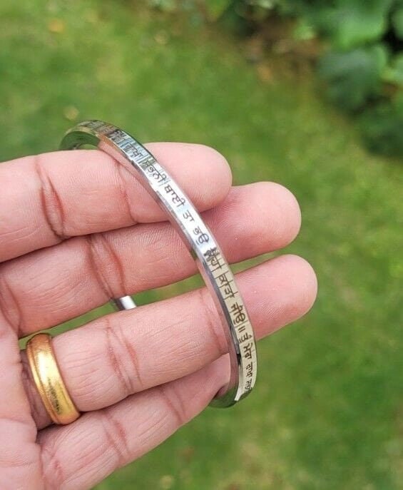Sikh Kara Tu Mera Rakha Sabni Thai Engraved Kada Stainless Steel Singh Bangle E16R Flat bracelet