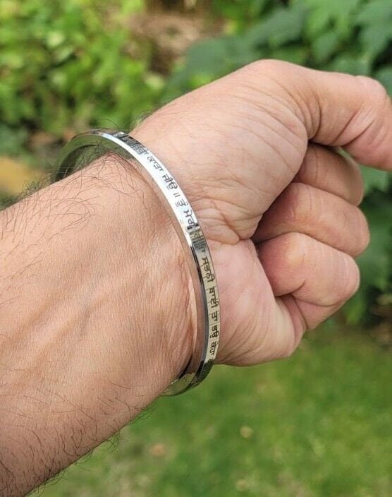 Sikh Kara Tu Mera Rakha Sabni Thai Engraved Kada Stainless Steel Singh Bangle E16R Flat bracelet