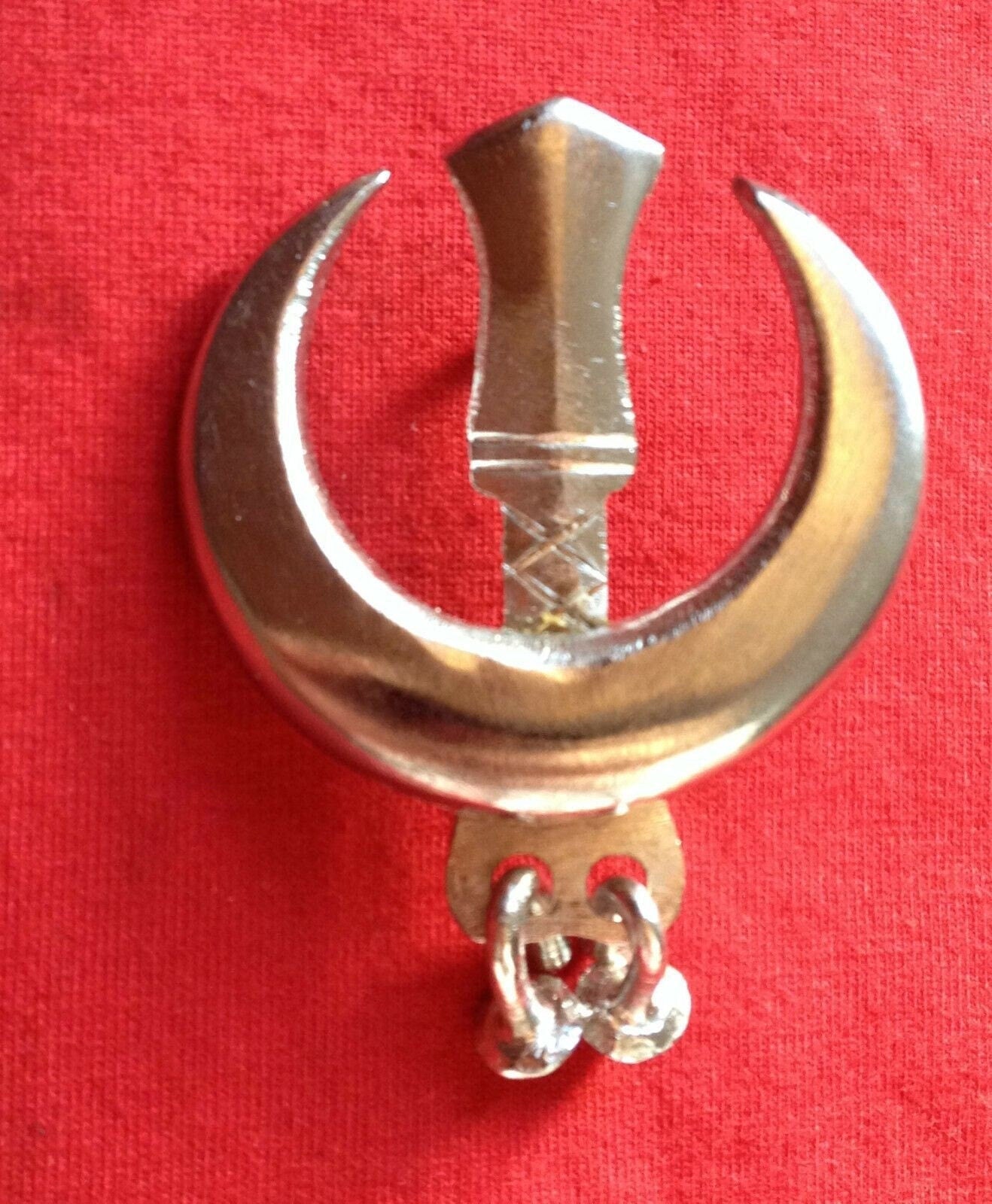 Sikh Sarbloh Chand Pin Hand Made Tora Punjabi khanda Pin brilliant finish AAAF