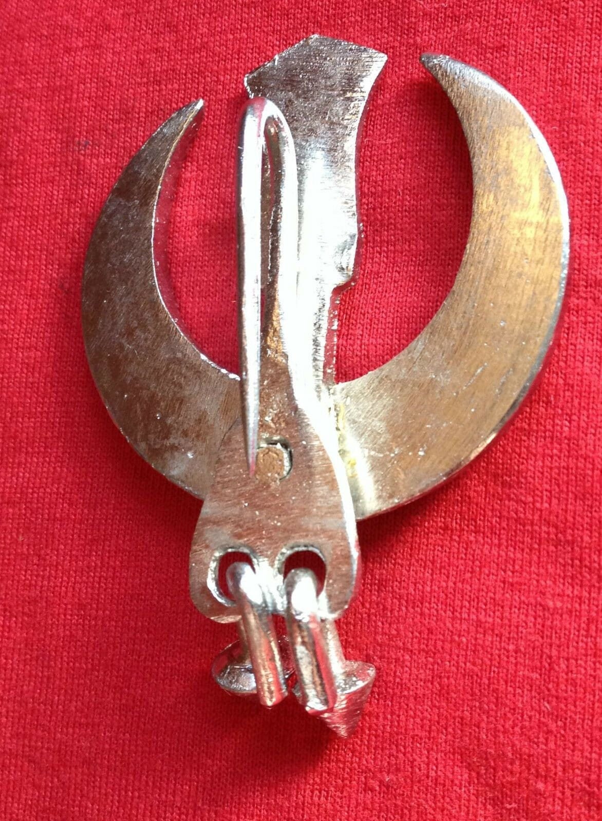 Sikh Sarbloh Chand Pin Hand Made Tora Punjabi khanda Pin brilliant finish AAAF