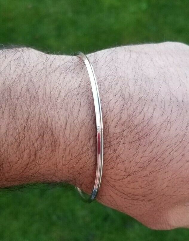 Stainless Steel Kara Silver Colour Thin Sikh Kada Singh Kaur Khalsa Bangle T3 UK