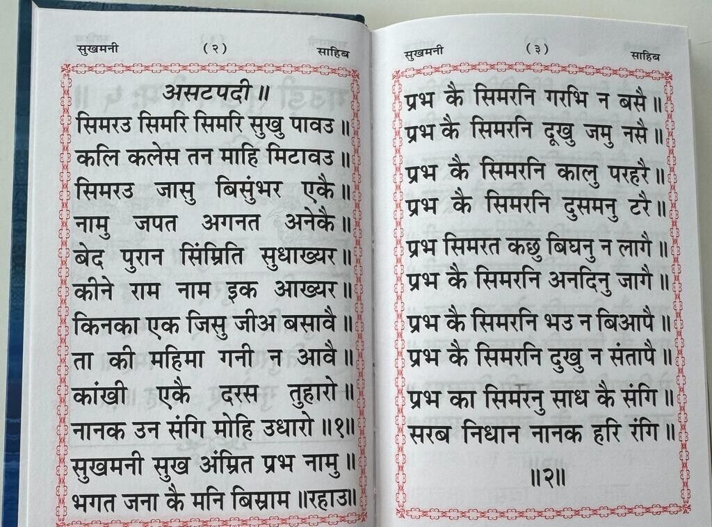 Sukhmani Sahib Gutka Hindi Hardback Sikh Bani Prayer Book Sukhmanee Gurbani VVV6