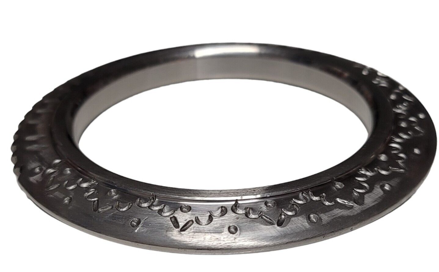 Sarbloh Toothing Edge Chakri Kara Floral Engraved Heavy Kada Sikh Khalsa Bangle Pure Iron OG4 New