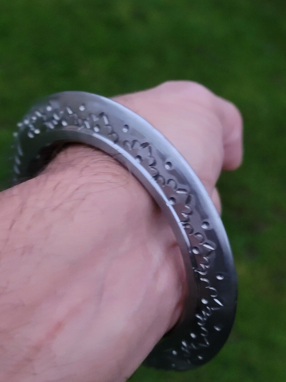 Sarbloh Toothing Edge Chakri Kara Floral Engraved Heavy Kada Sikh Khalsa Bangle Pure Iron OG4 New