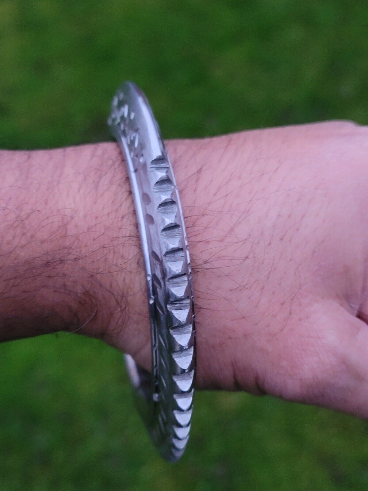 Sarbloh Toothing Edge Chakri Kara Floral Engraved Heavy Kada Sikh Khalsa Bangle Pure Iron OG4 New