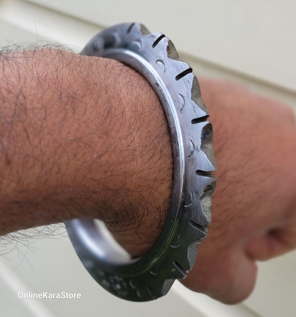 Sikh Sarbloh Kara Pure Iron Cut Floral Chakri Kada Khalsa Warrior Bangle OG7R