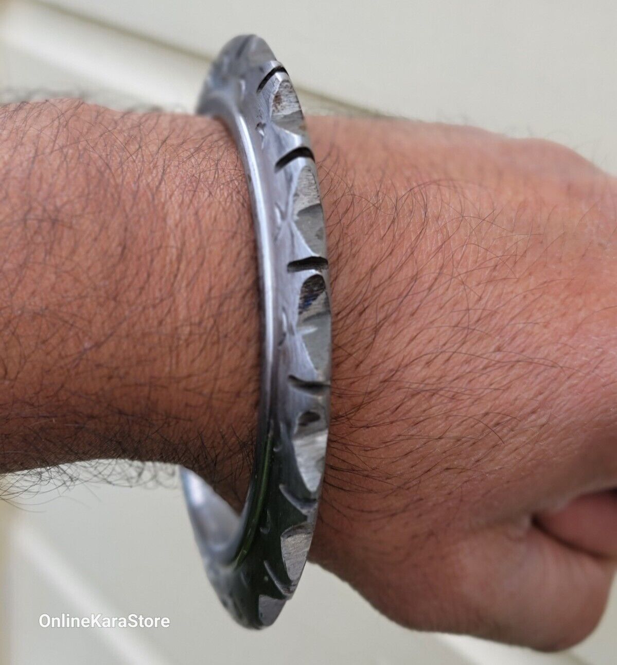 Sikh Sarbloh Kara Pure Iron Cut Floral Chakri Kada Khalsa Warrior Bangle OG7R