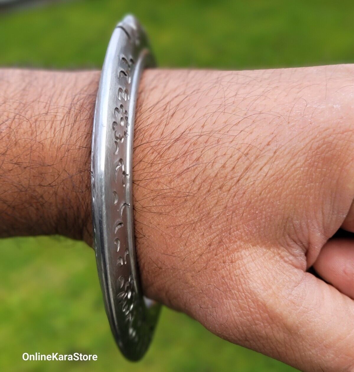 Sikh Sarbloh Kara Pure Iron Cut Floral Chakri Kada Khalsa Warrior Bangle OG7R