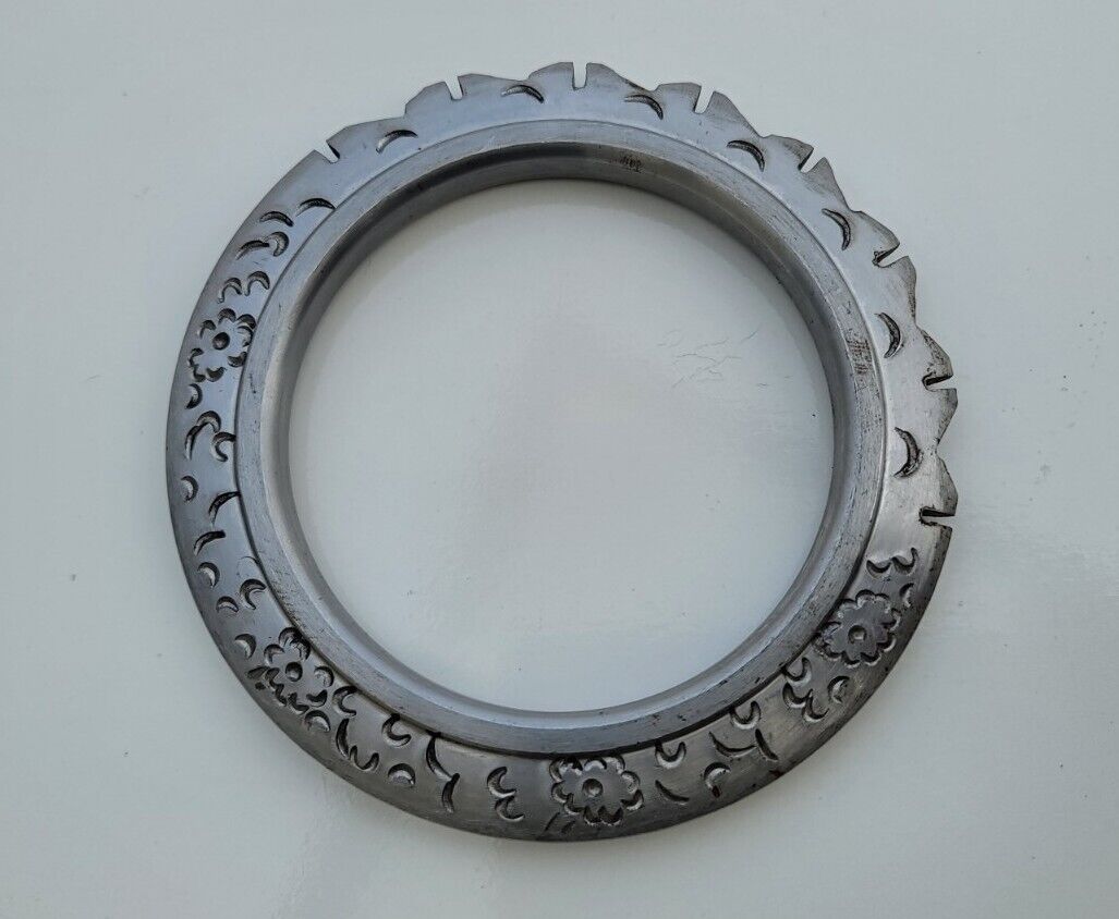 Sikh Sarbloh Kara Pure Iron Cut Floral Chakri Kada Khalsa Warrior Bangle OG7R