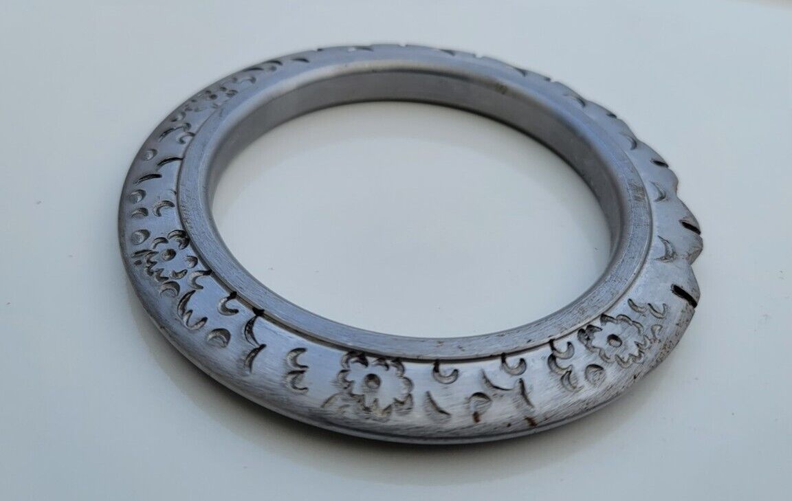 Sikh Sarbloh Kara Pure Iron Cut Floral Chakri Kada Khalsa Warrior Bangle OG7R