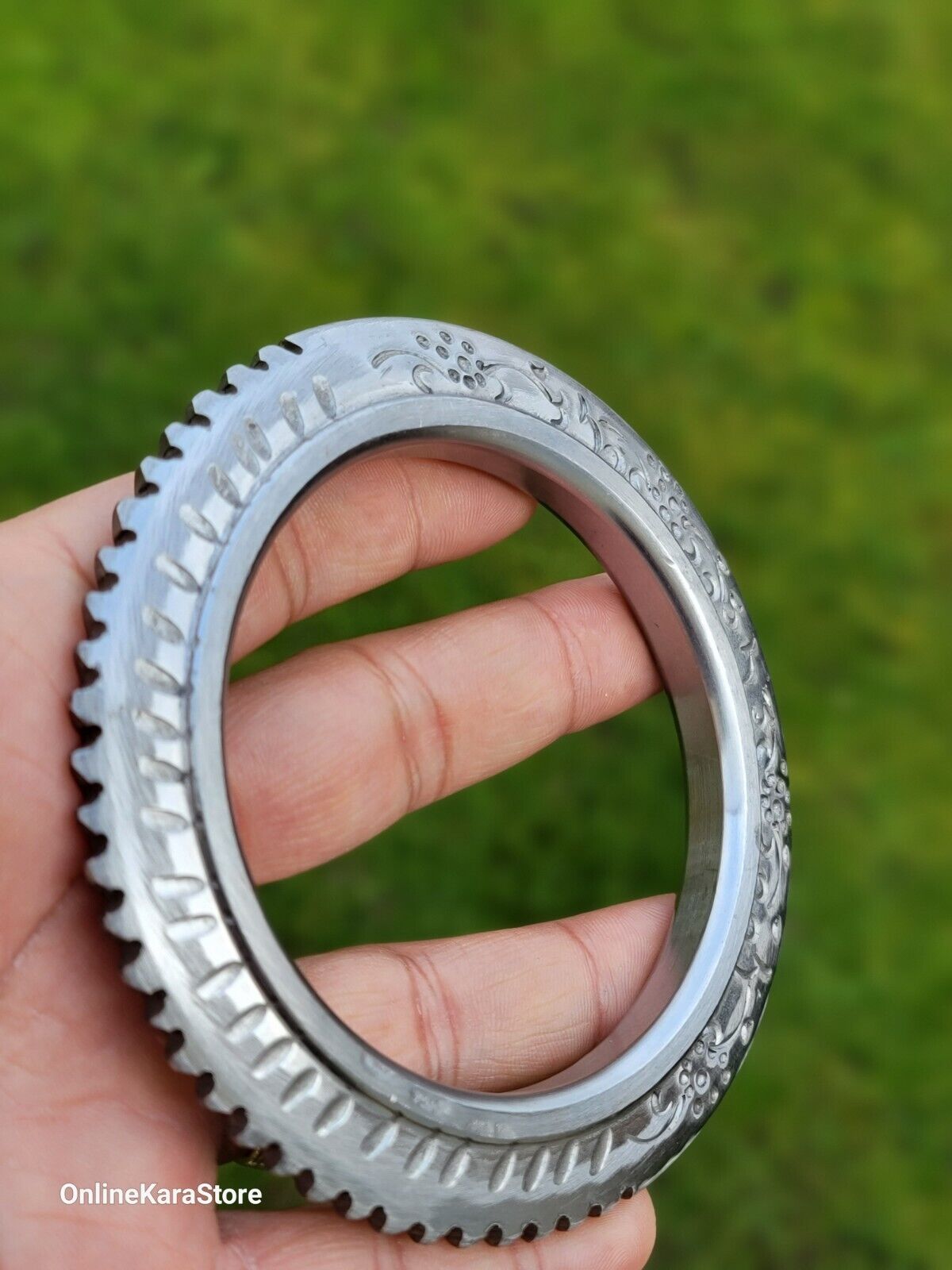 Sarbloh Toothed Chakri Kara Aari Kada Sikh Khalsa Iron Tooth Cut Khalsa Bangle OG8