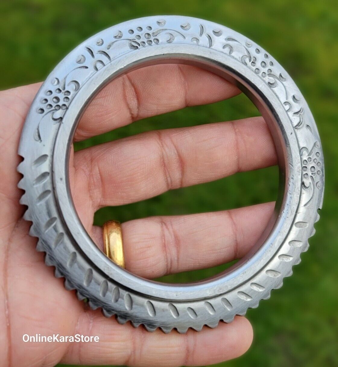 Sarbloh Toothed Chakri Kara Aari Kada Sikh Khalsa Iron Tooth Cut Khalsa Bangle OG8