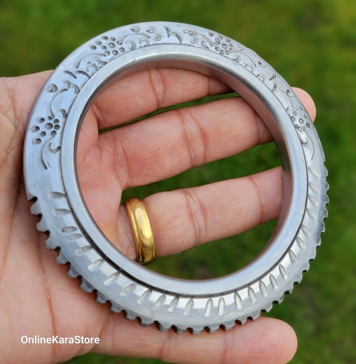 Sarbloh Toothed Chakri Kara Aari Kada Sikh Khalsa Iron Tooth Cut Khalsa Bangle OG8