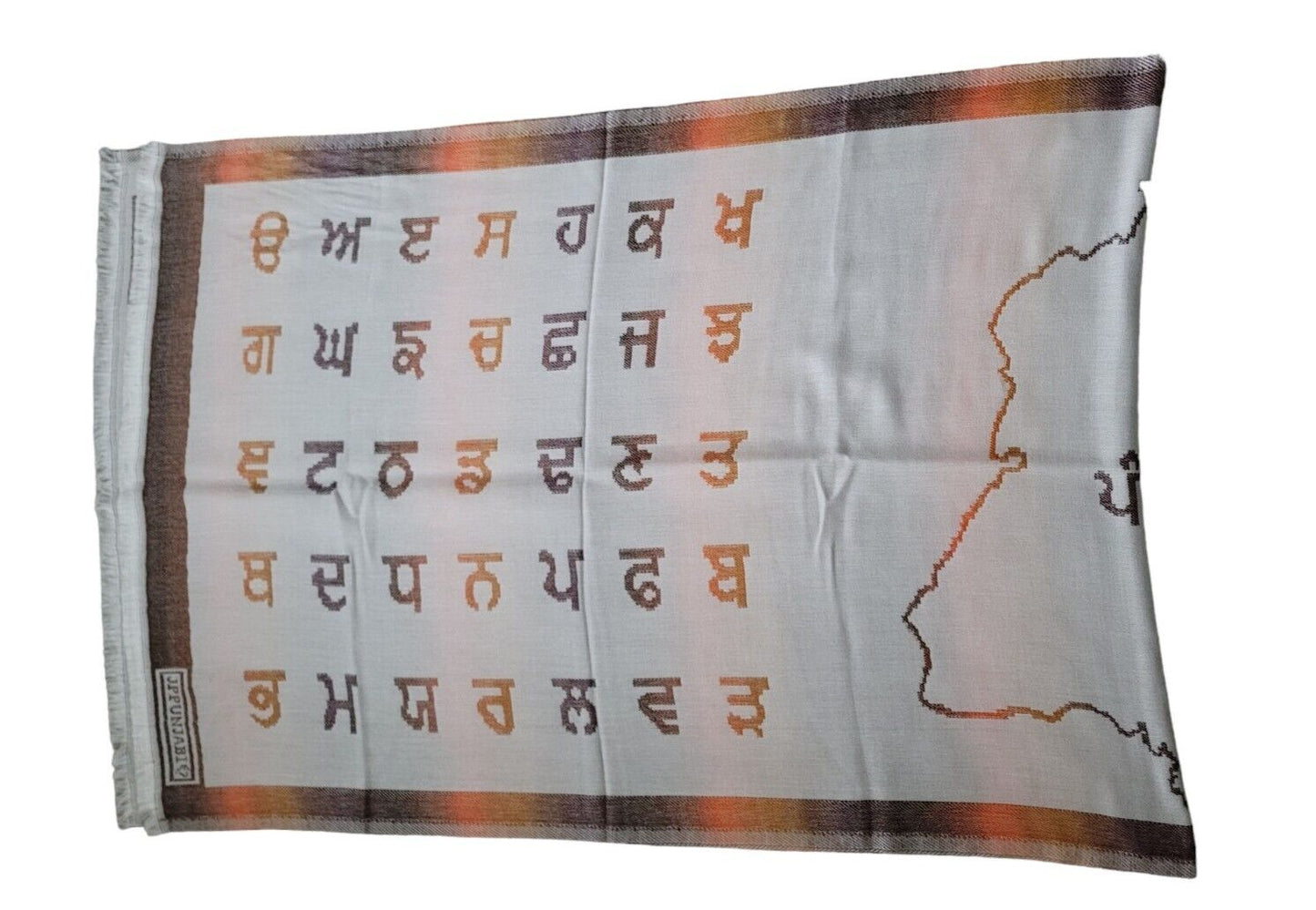 Gurmukhi Alphabet Shawl Punjab Map Stole Indian Lohi Panjabi JPPunjabi Lohri New