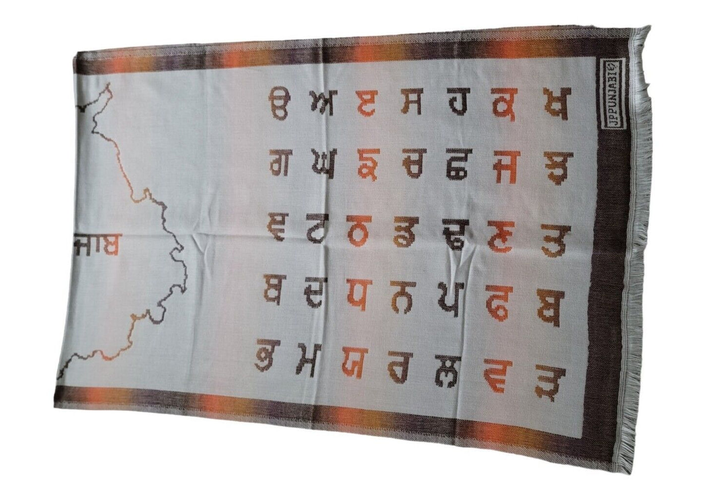 Gurmukhi Alphabet Shawl Punjab Map Stole Indian Lohi Panjabi JPPunjabi Lohri New