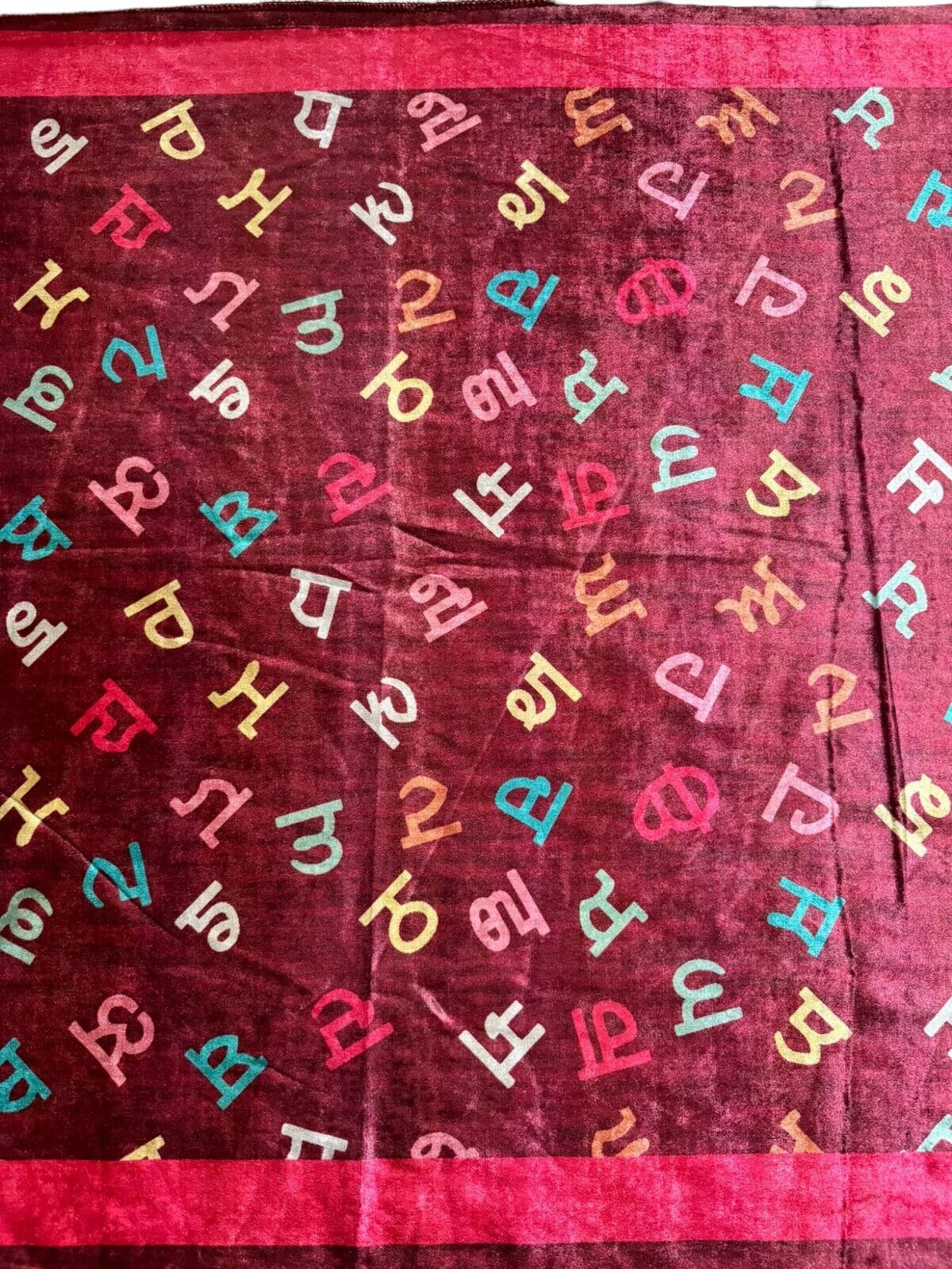 Gurmukhi Urra Airra Alphabet Panjabi Velvet Shawl Punjabi Indian Stole Warm Lohi