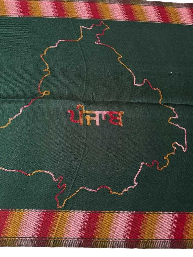 Gurmukhi Urra Airra Alphabet Panjabi Woolen Shawl Punjab Map Indian Stole Lohi