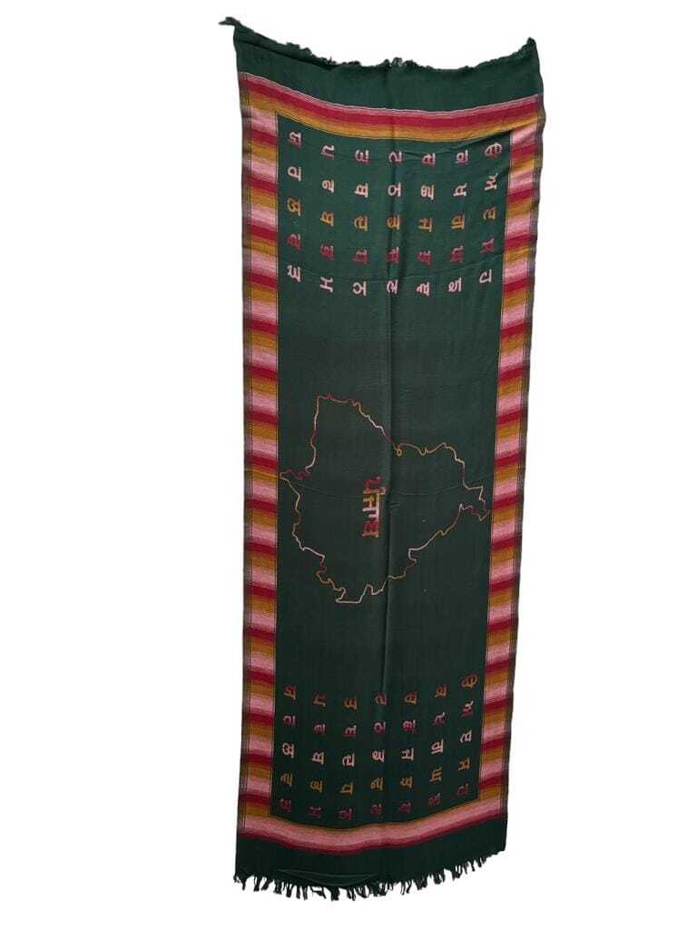Gurmukhi Urra Airra Alphabet Panjabi Woolen Shawl Punjab Map Indian Stole Lohi
