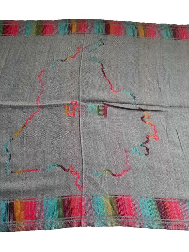 Gurmukhi Urra Airra Alphabet Panjabi Woolen Shawl Punjab Map Indian Stole Lohi