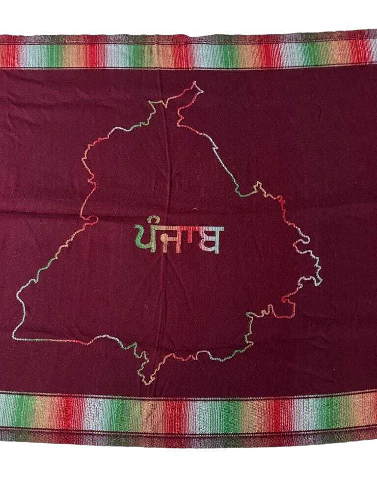 Gurmukhi Urra Airra Alphabet Panjabi Woolen Shawl Punjab Map Indian Stole Lohi