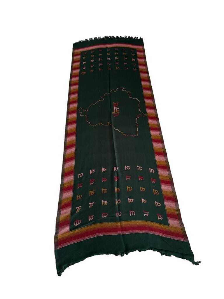 Gurmukhi Urra Airra Alphabet Panjabi Woolen Shawl Punjab Map Indian Stole Lohi