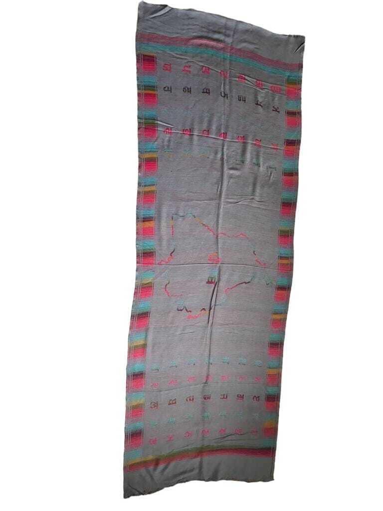 Gurmukhi Urra Airra Alphabet Panjabi Woolen Shawl Punjab Map Indian Stole Lohi