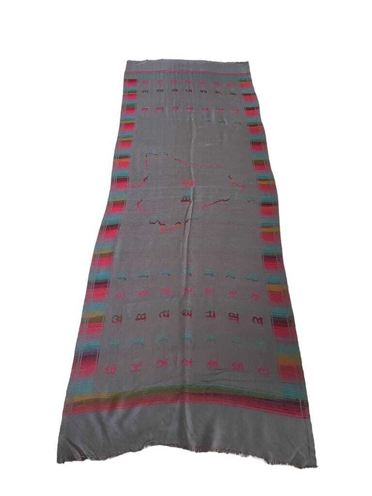Gurmukhi Urra Airra Alphabet Panjabi Woolen Shawl Punjab Map Indian Stole Lohi