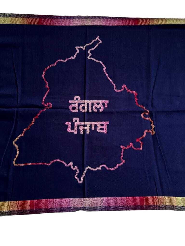 Gurmukhi Urra Airra Alphabet Panjabi Woolen Shawl Rangla Punjab India Stole Lohi
