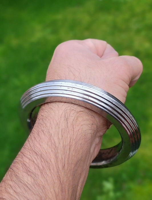 Sikh Kara Sarbloh Kada Pure Iron Heavy Lines Design Khalsa Warrior Bangle OG11