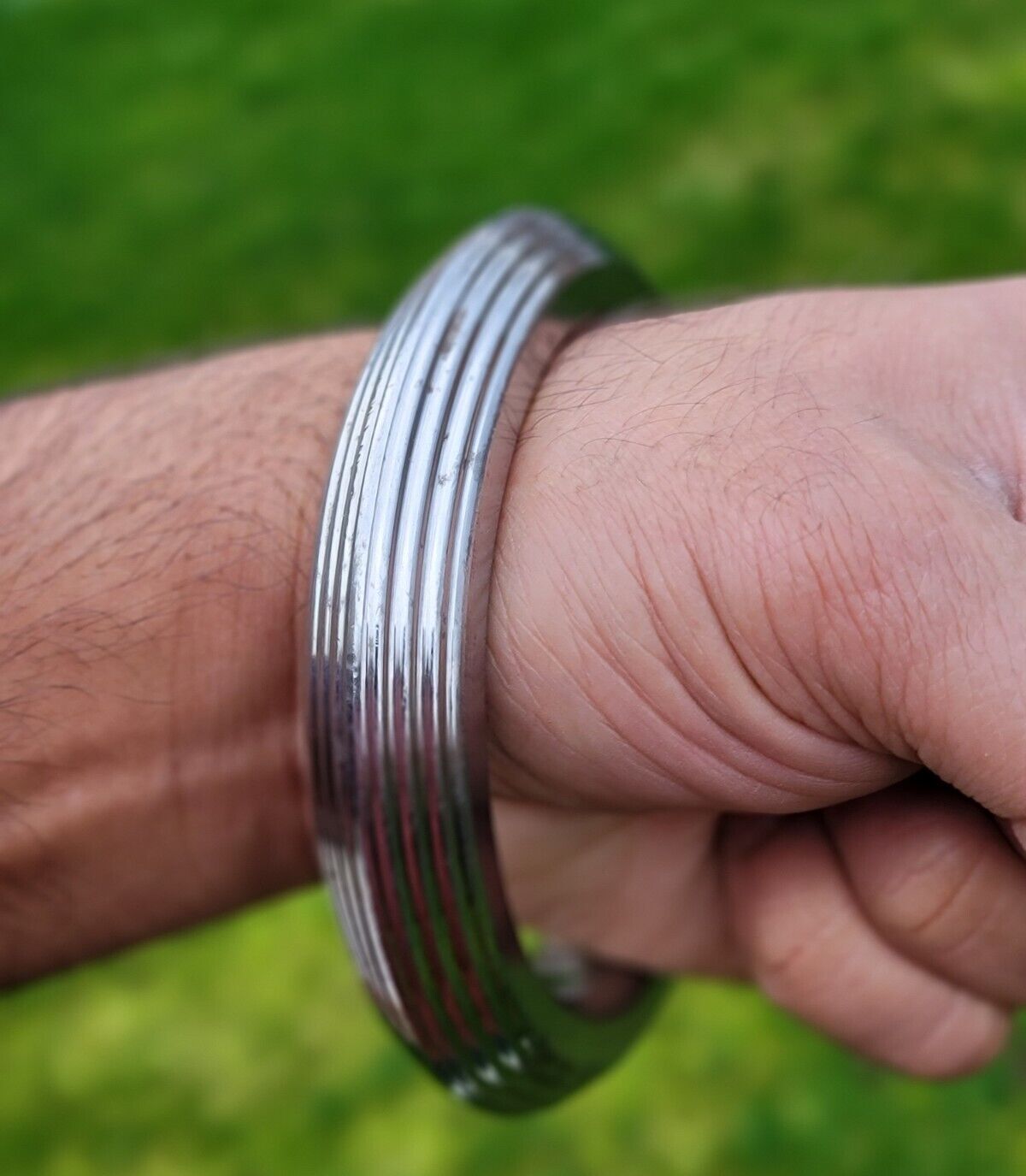 Sikh Kara Sarbloh Kada Pure Iron Heavy Lines Design Khalsa Warrior Bangle OG11