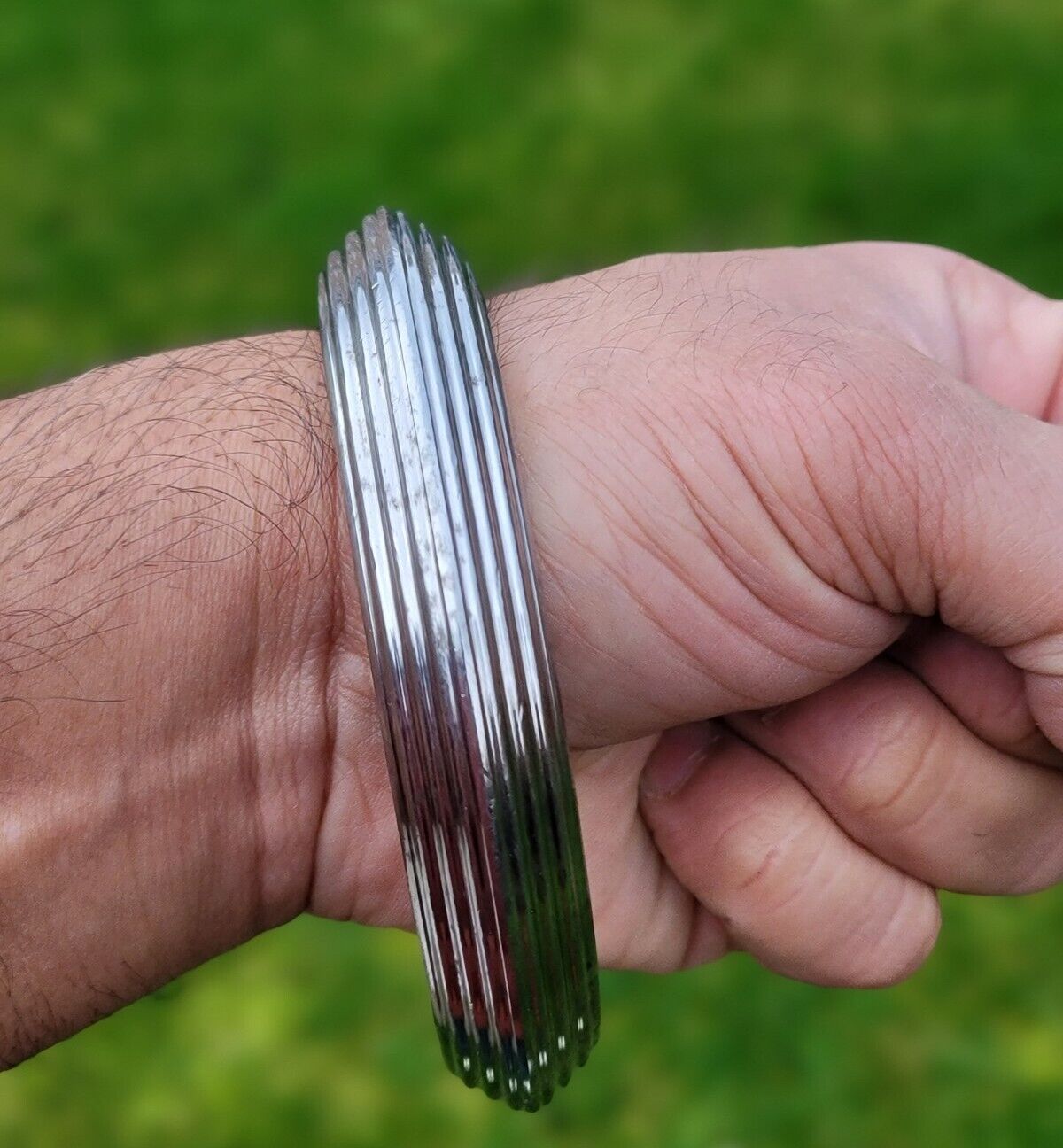 Sikh Kara Sarbloh Kada Pure Iron Heavy Lines Design Khalsa Warrior Bangle OG11
