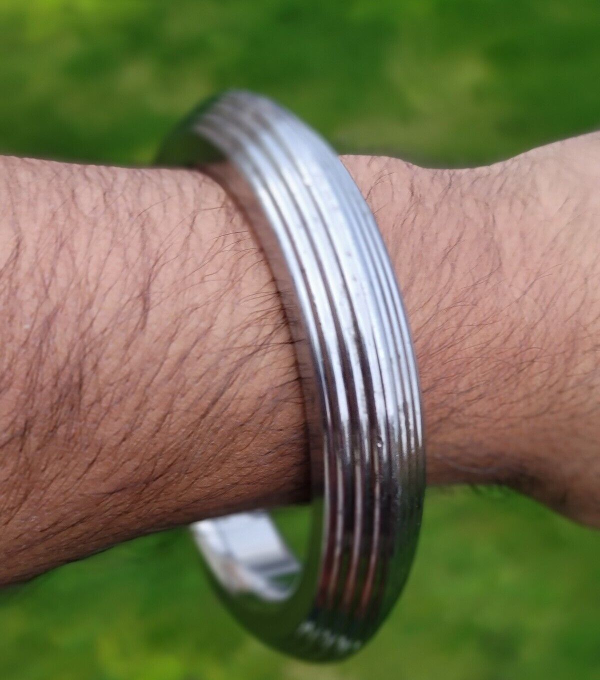 Sikh Kara Sarbloh Kada Pure Iron Heavy Lines Design Khalsa Warrior Bangle OG11