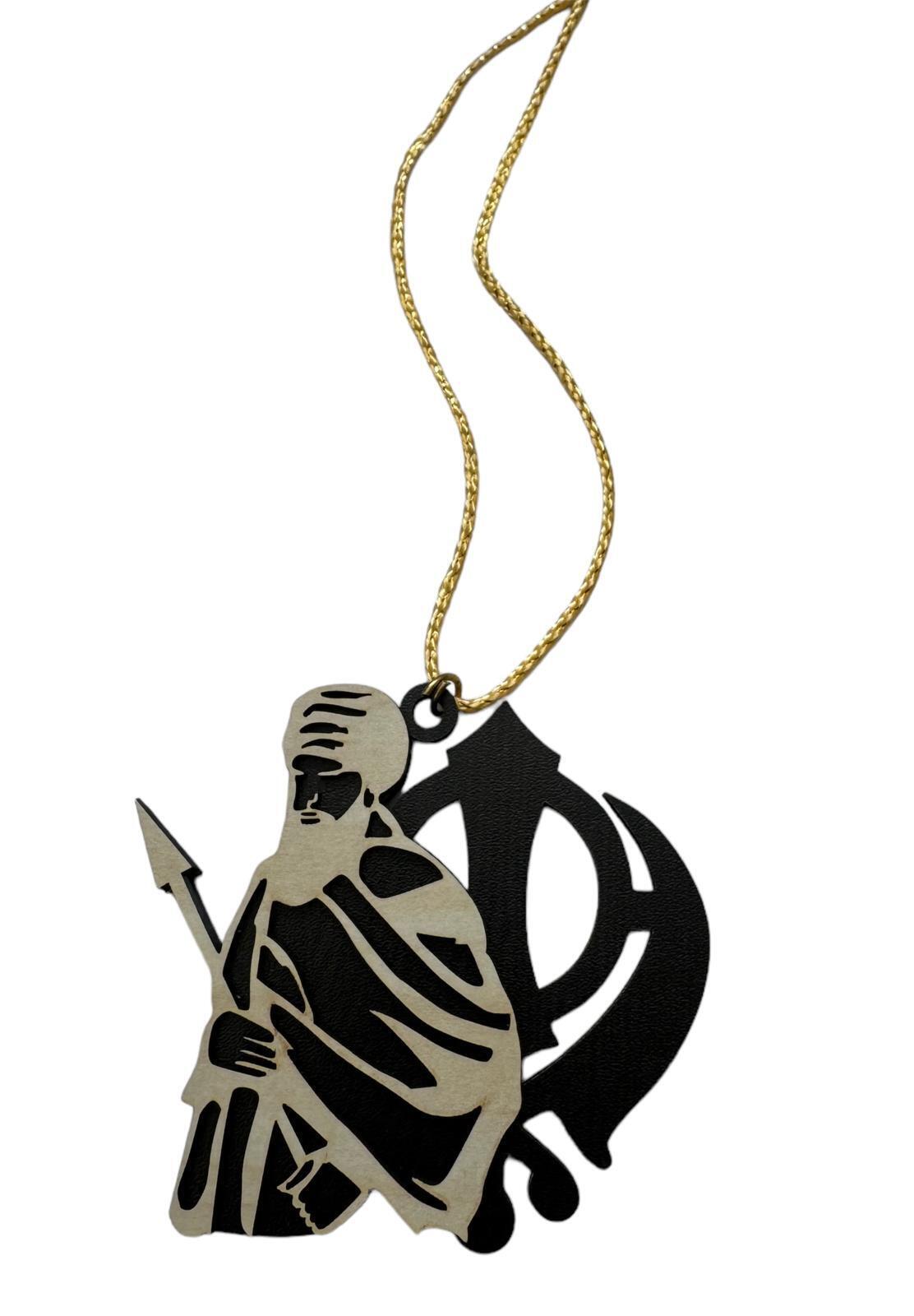 Wooden Sikh Baba Deep Singh Khanda Bhindranwale Car Mirror Pendant Hanger QQ10R