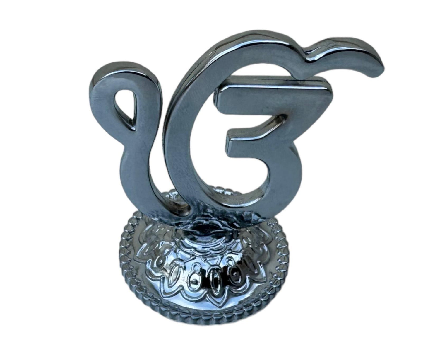 Sikh Khanda or Ek Onkar Car Dashboard Stand Silver Plated Singh Punjabi New PP31
