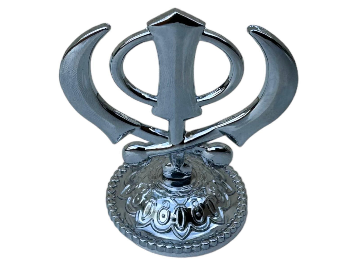 Sikh Khanda or Ek Onkar Car Dashboard Stand Silver Plated Singh Punjabi New PP31