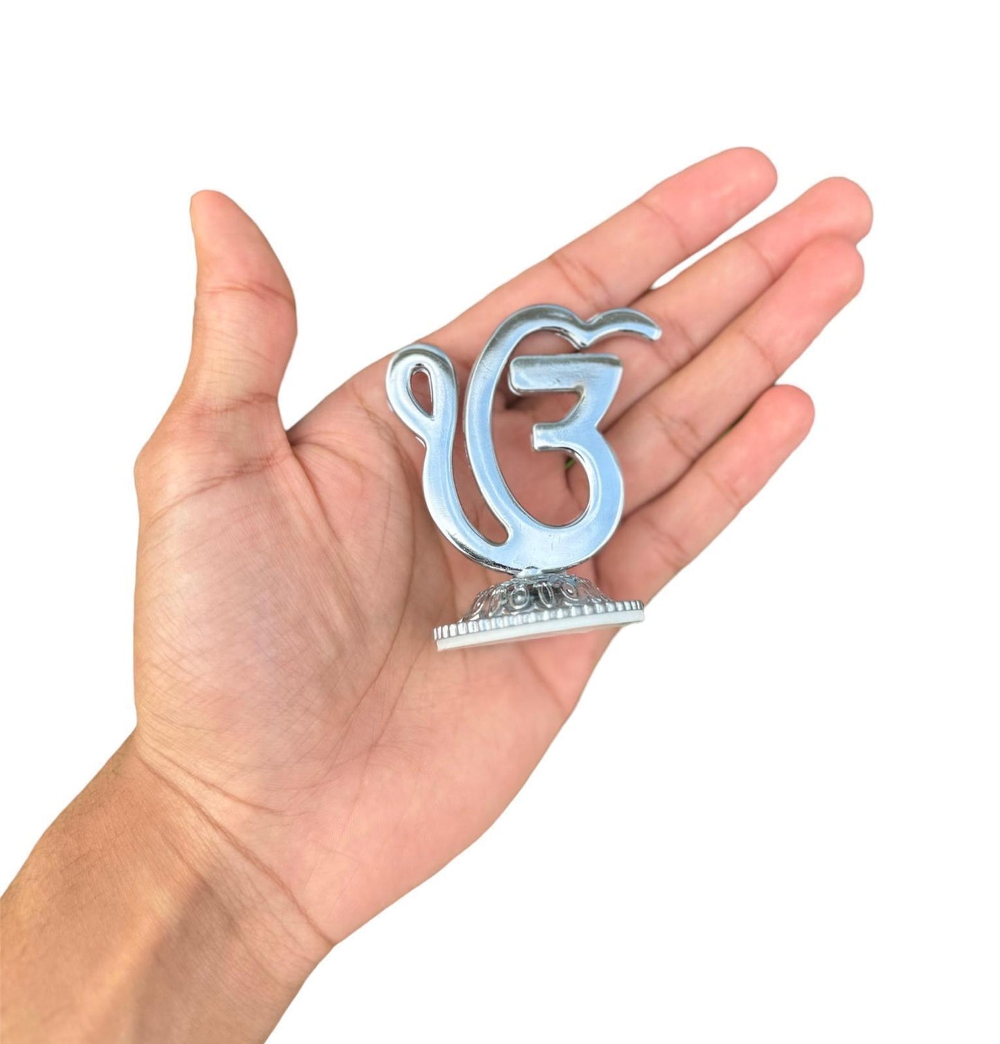 Sikh Khanda or Ek Onkar Car Dashboard Stand Silver Plated Singh Punjabi New PP31