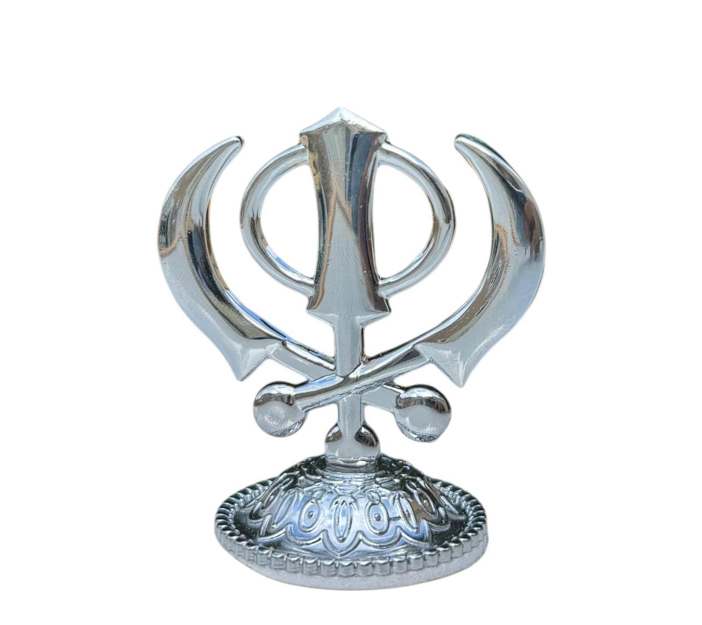 Sikh Khanda or Ek Onkar Car Dashboard Stand Silver Plated Singh Punjabi New PP31