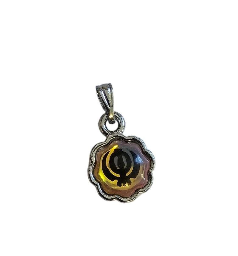 Sikh Khanda Pendant Punjabi Singh Locket Evil Eye Protect black Dori Thread PP33
