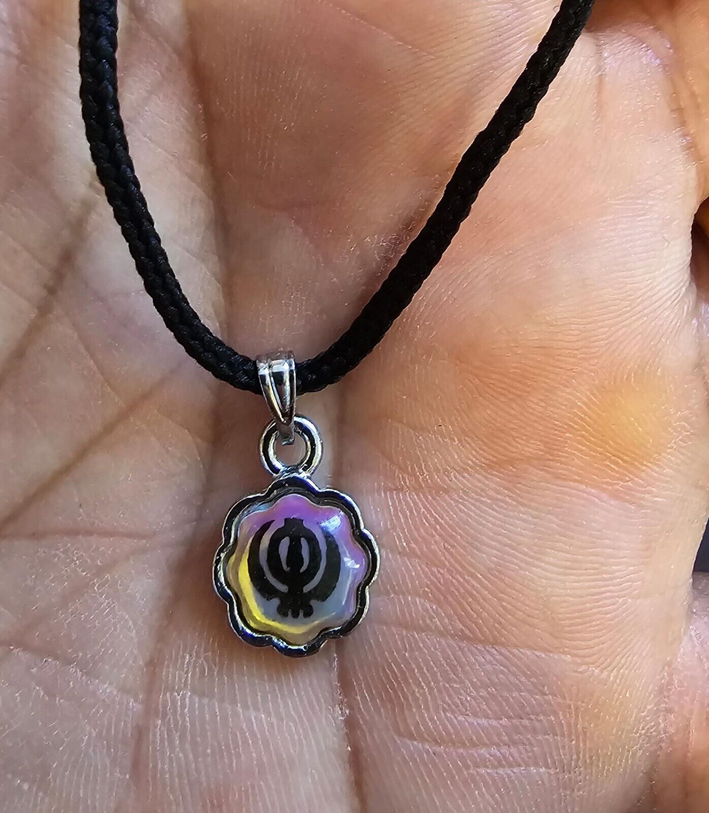 Sikh Khanda Pendant Punjabi Singh Locket Evil Eye Protect black Dori Thread PP33