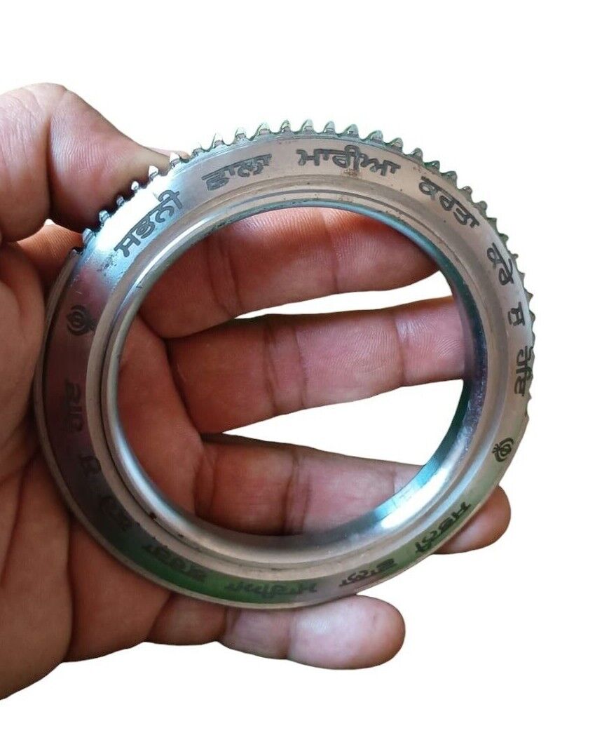 Sarbloh Kara Gurmukhi Bangle Sabhni Challa Maria Chakri Cut Kada Sikh Iron CC37R