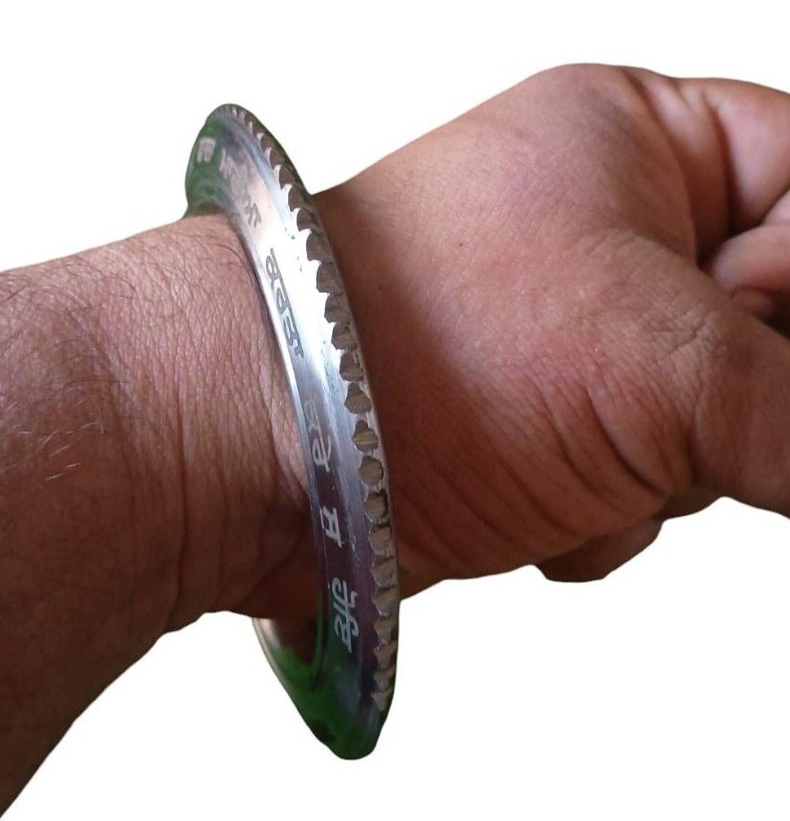 Sarbloh Kara Gurmukhi Bangle Sabhni Challa Maria Chakri Cut Kada Sikh Iron CC37R