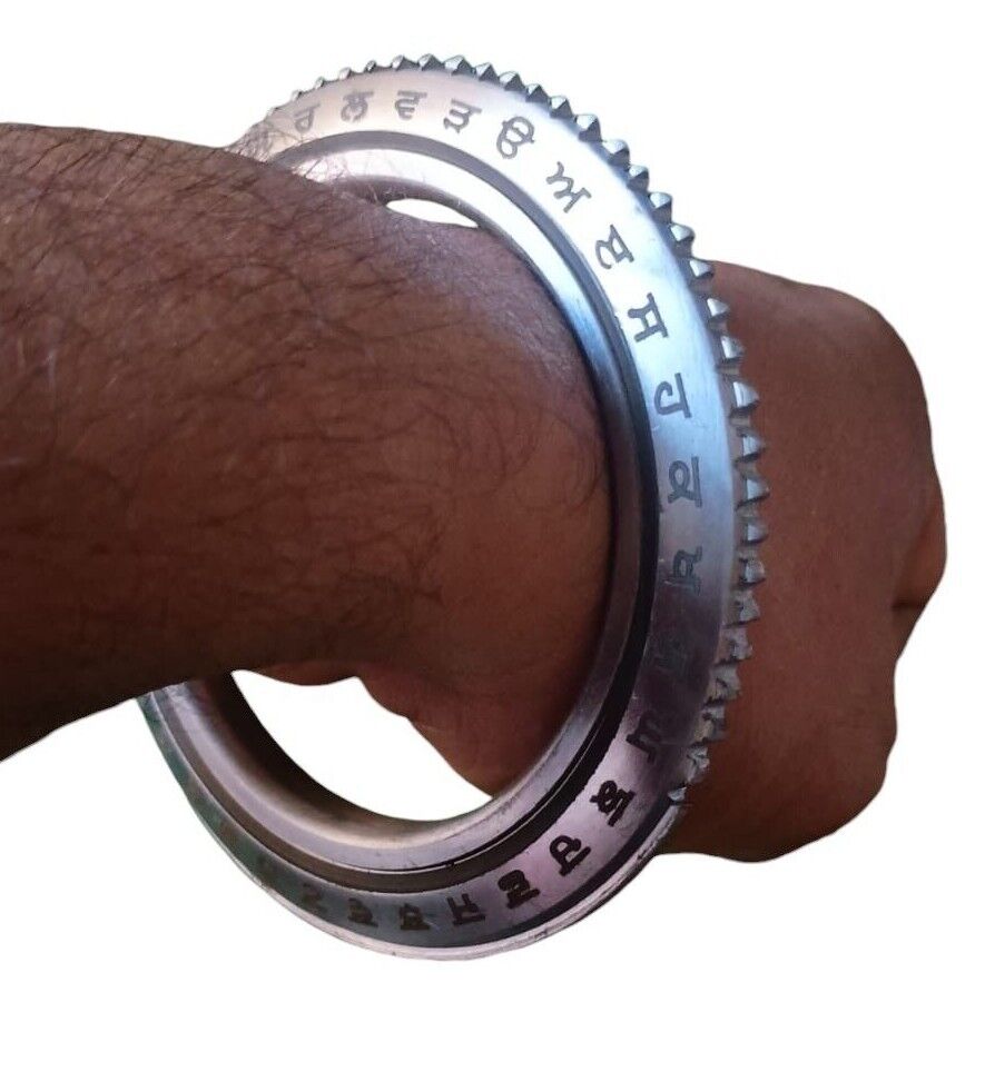 Sarbloh Kara Gurmukhi Bangle Sabhni Challa Maria Chakri Cut Kada Sikh Iron CC37R